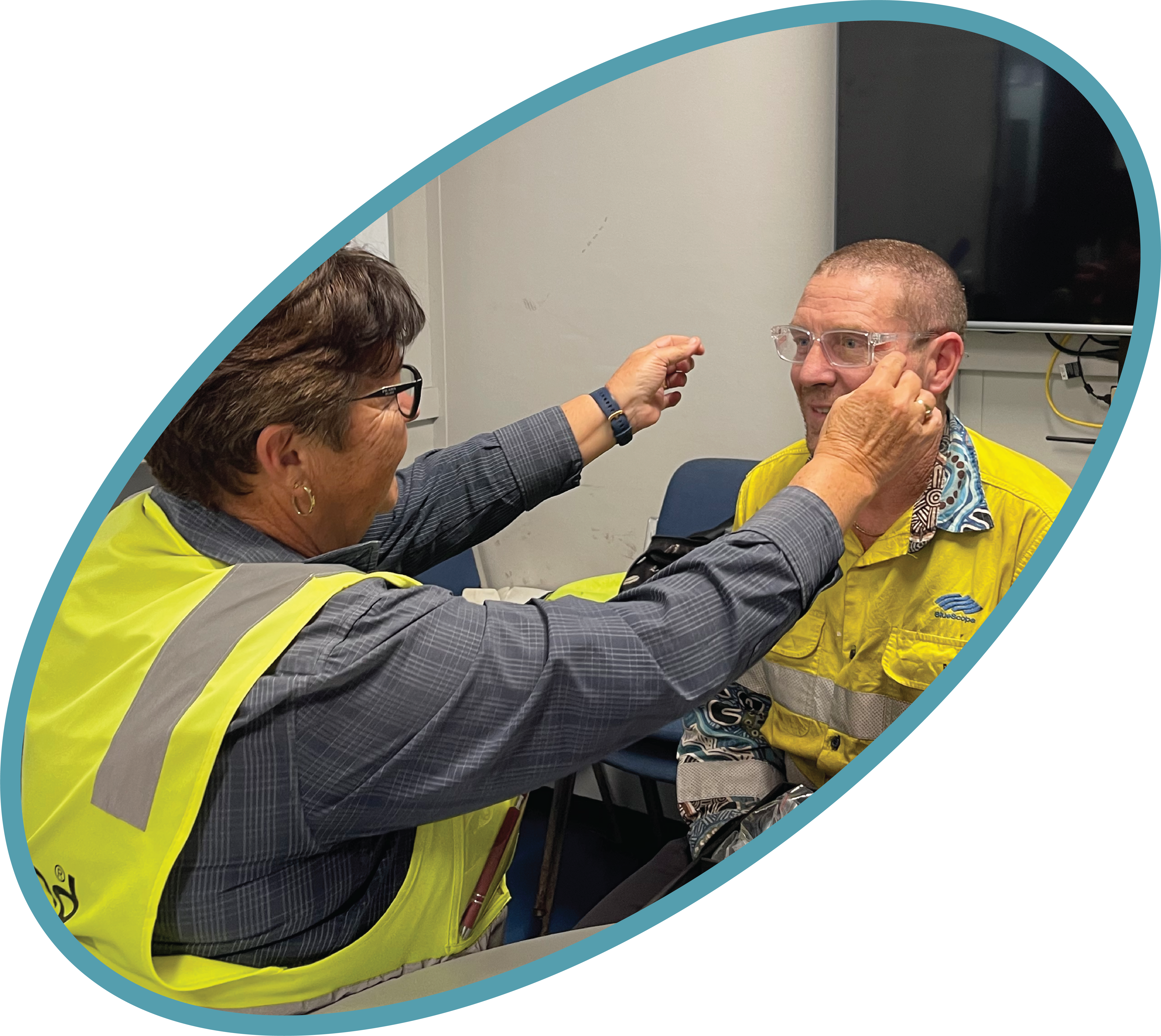 Safety glasses for construction worker